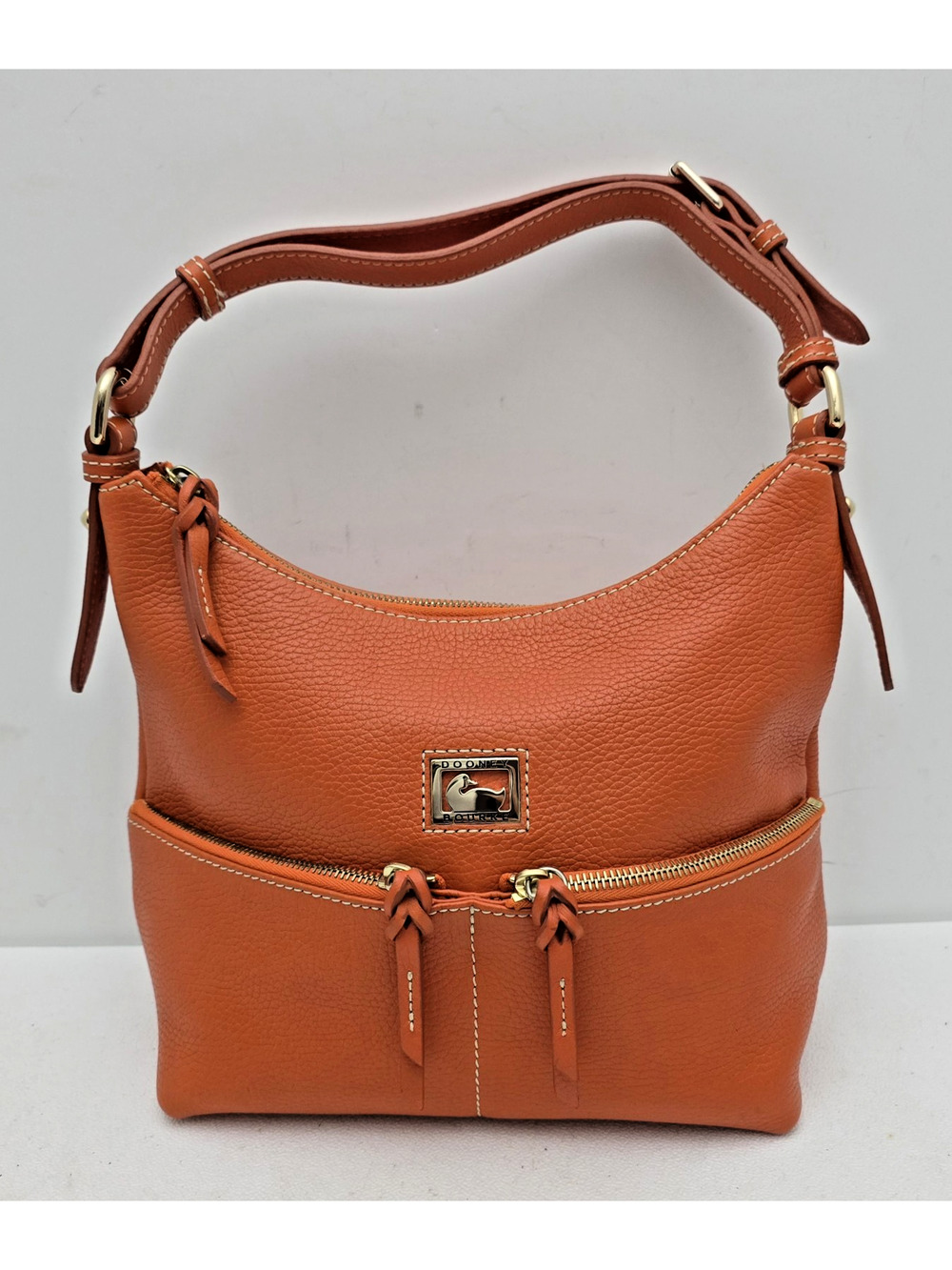 DOONEY & BOURKE Dillen Hobo Bag Medium pebble grain Leather Purse Orange